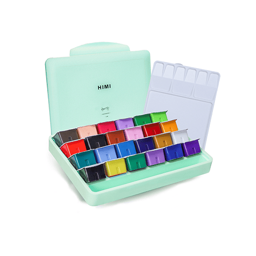 Himi Gouache Paint Set 30ml 24 colors Jelly Cup (Green Box) image 1
