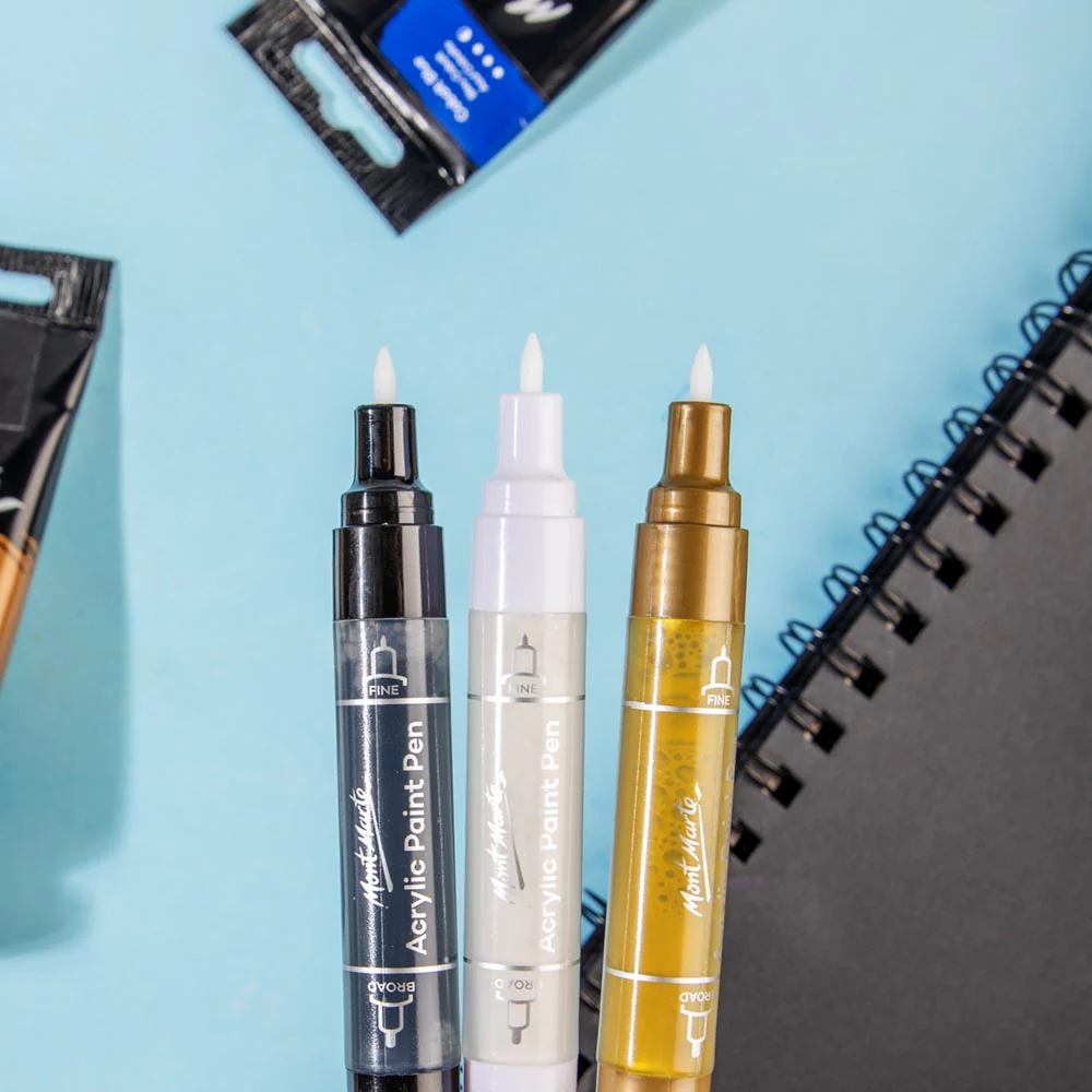 Mont Marte Dual Tip Acrylic Paint Pens Gold 2pc image 4