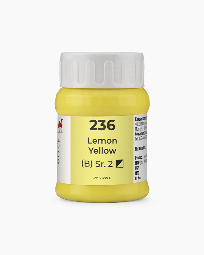 Camel Artist Acrylic Colours Individual jar of Lemon Yellow Sr 2 in 500 ml