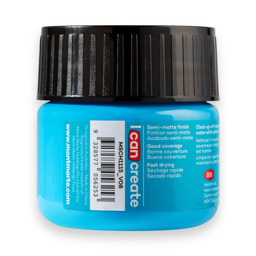 Mont Marte Acrylic Colour Paint 100ml Fluoro Blue image 3