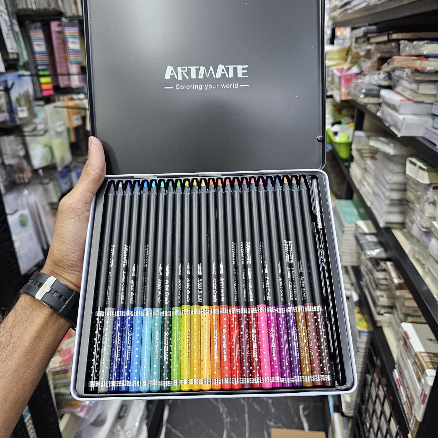 Acmeliae Artmate Watercolor 24 Color Pencils Tin Box image 2
