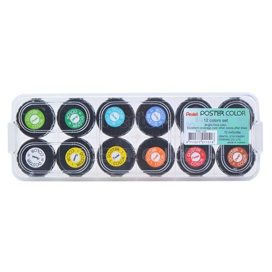 Pentel 12ml 12-color set premium poster paint image 2