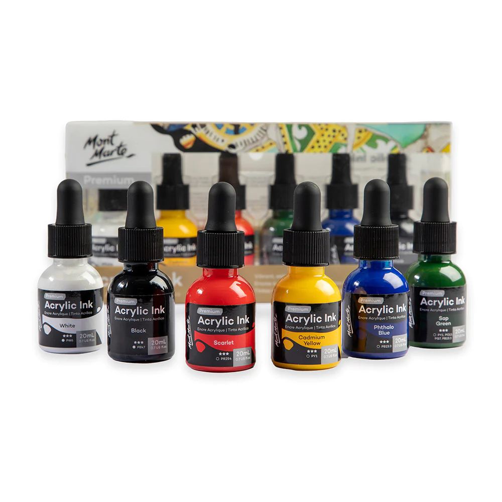 Mont Marte Acrylic Ink 6pc x 20ml image 3
