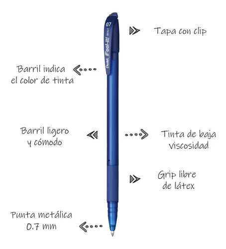 Pentel Feel-IT 0.7mm Ball Pen Blue Ink image 2