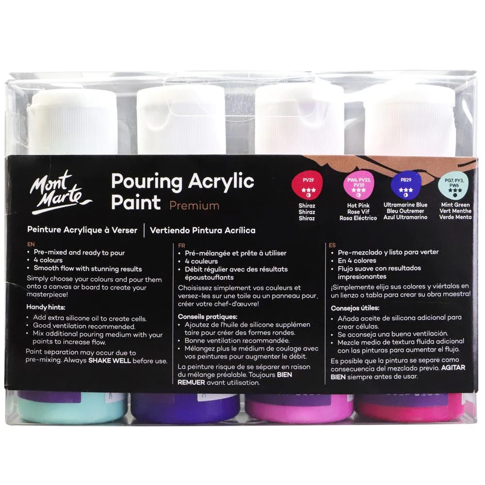 Mont Marte Pouring Acrylic Paint Set 4pcx60ml Aurora image 2