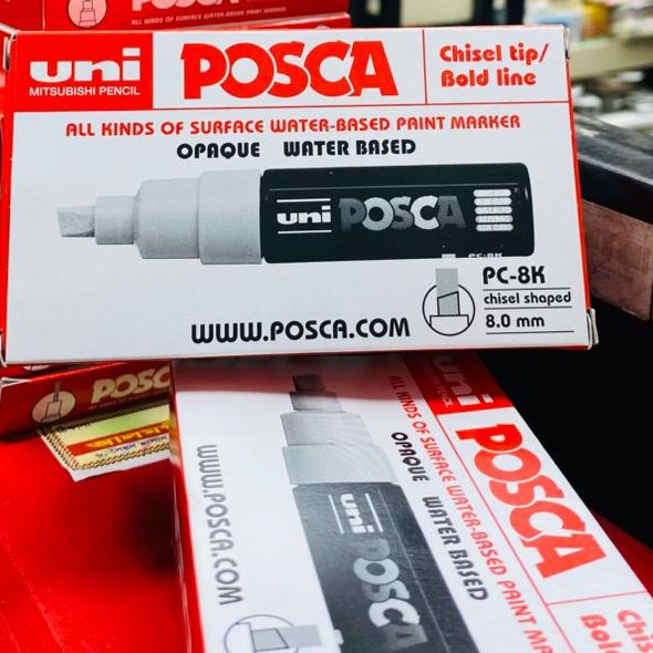 Uni Posca Marker White chisel tip 8.0mm image 4
