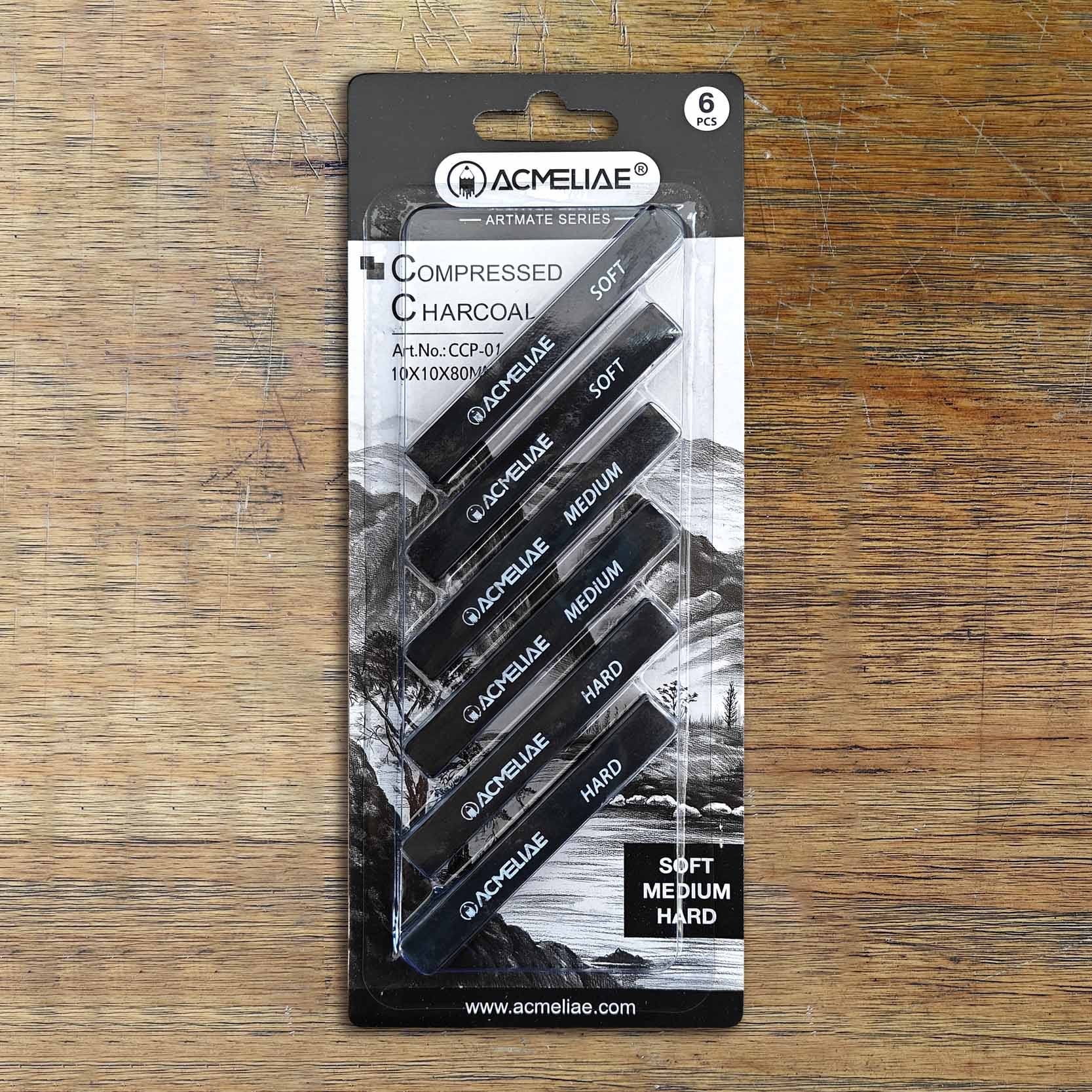 Acmeliae compressed charcoal Soft, medium, hard 2 pieces each image 2