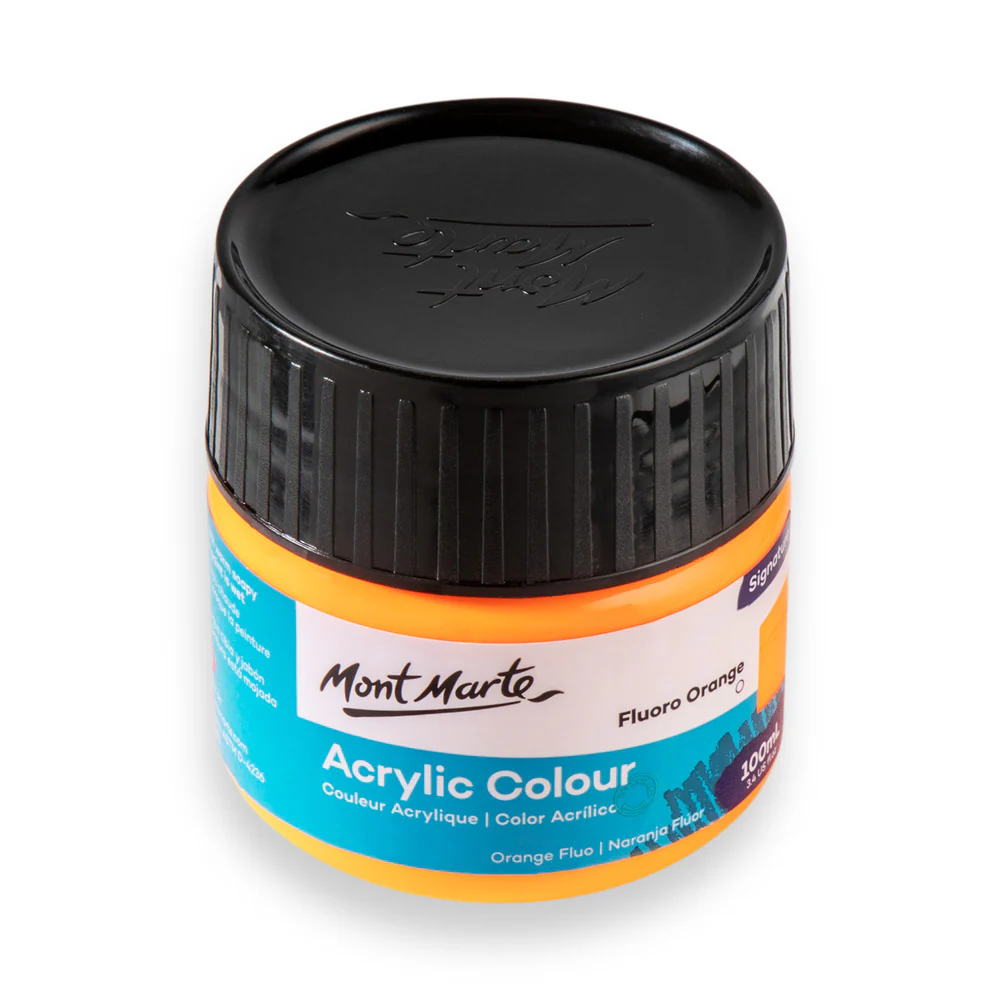 Mont Marte Acrylic Colour Paint 100ml Fluoro Orange image 2