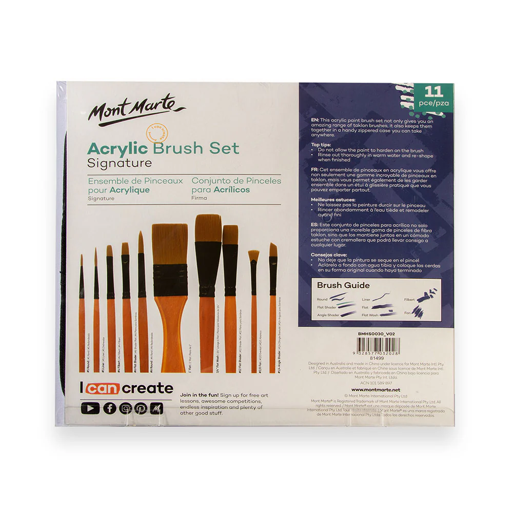 Mont Marte Acrylic Brush Set Wallet 11pce image 4