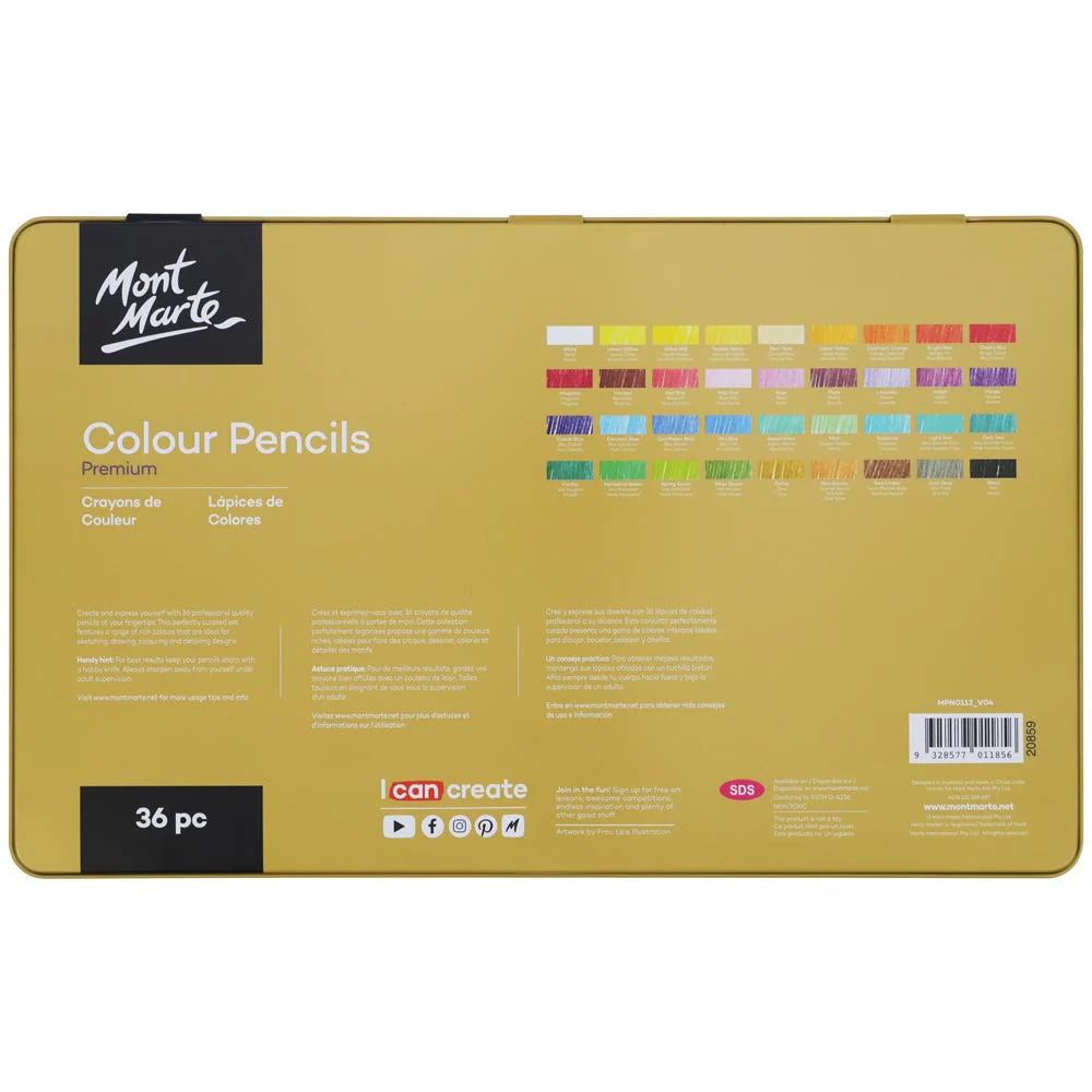 Mont Marte Colour Pencils Tin Box 36pc image 3