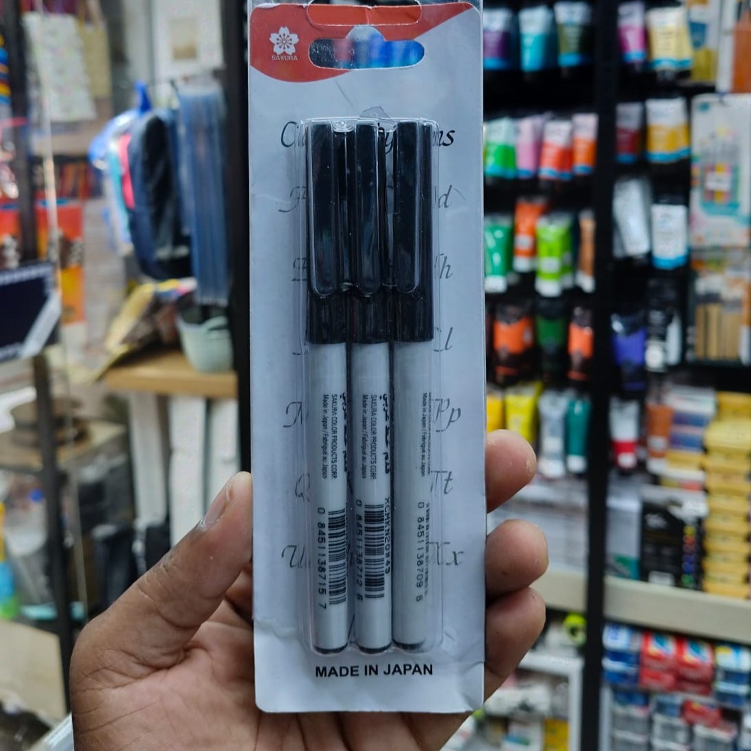 Sakura Calligraphy Pens Black Pack of 3 (1mm, 2mm, 3mm) image 1