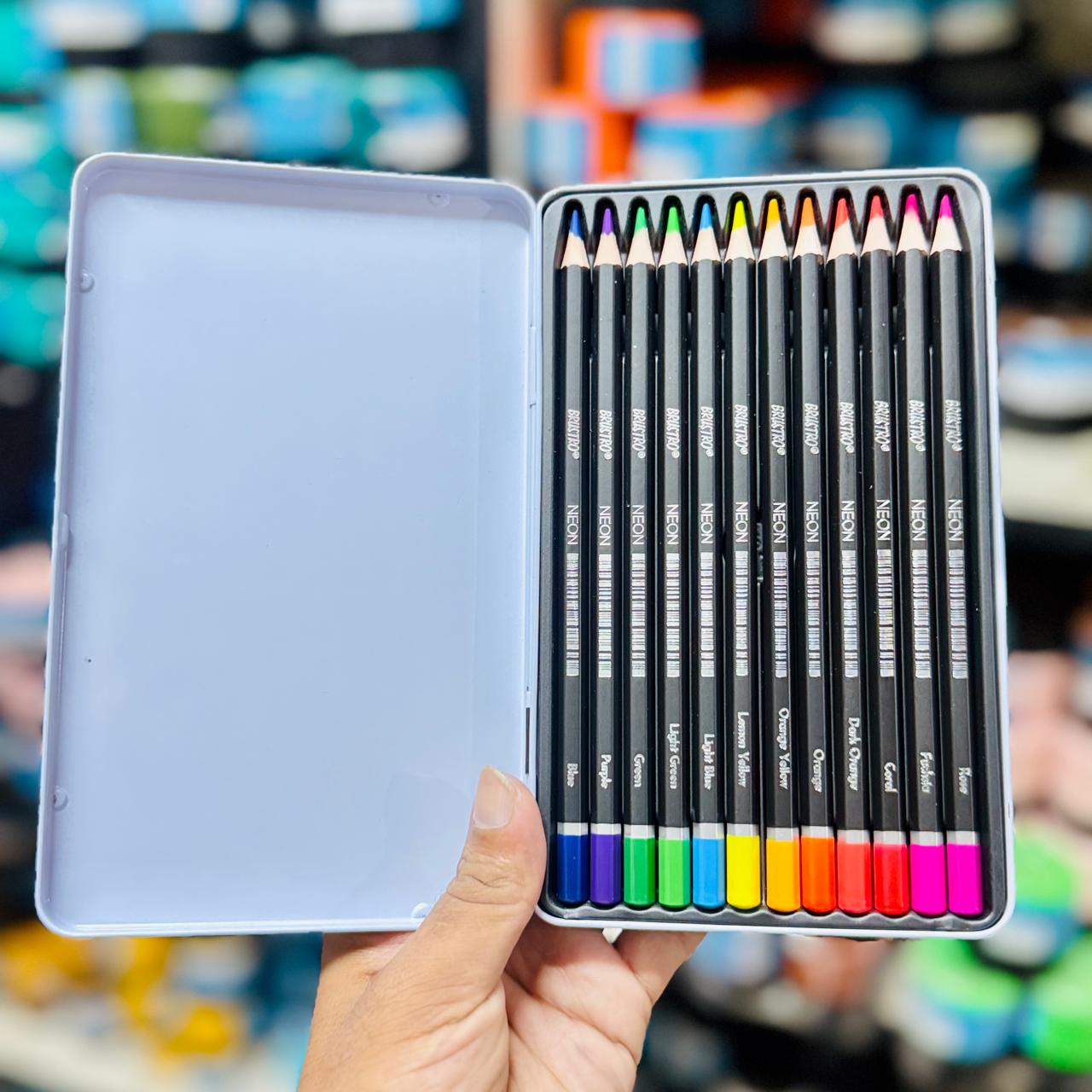 Brustro Neon Pencils — Set of 12 | 3.3 mm wax‑based leads image 2
