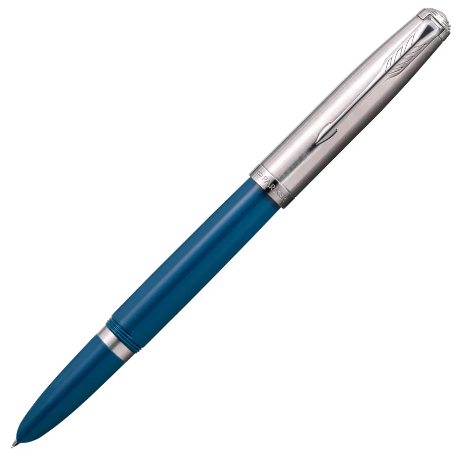 PARKER 51 TEAL BLUE RESIN CT FOUNTAIN PEN – FINE NIB Fountain Pen (Ink Color - Blue) image 2