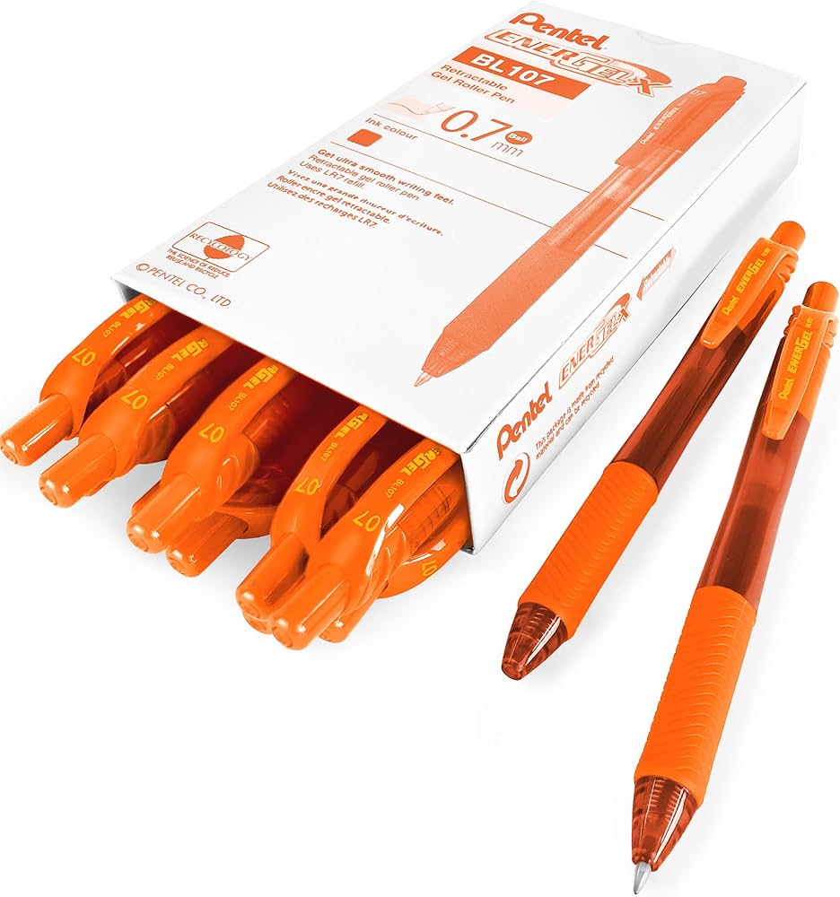 Pentel Energel Gel Pen Orange Ink (0.7mm) - 1 Pcs - BL107-FX image 2