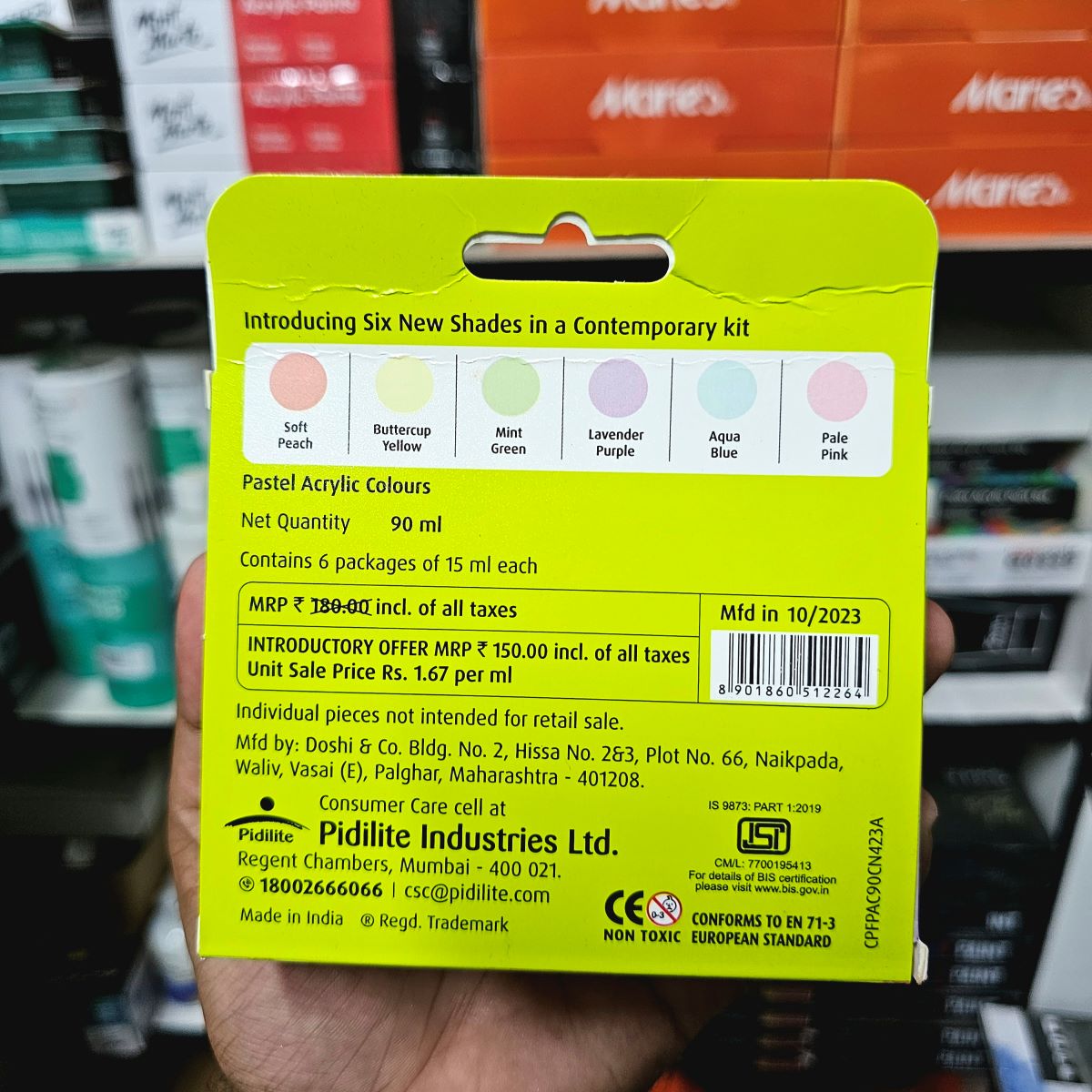 Fevicryl Multi Surface Pastel Acrylic Colours Kit 6 Shades X 15Ml image 2