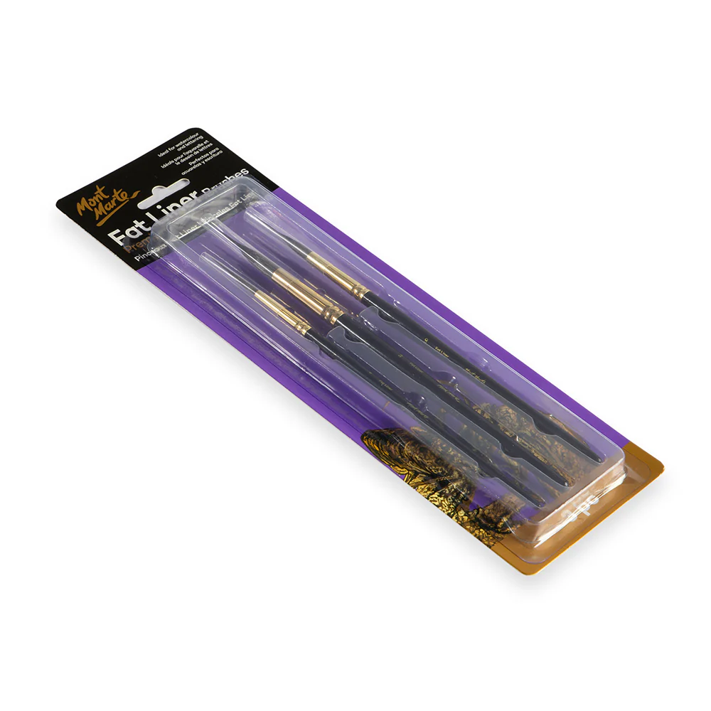 Mont Marte Fat Liner Brush Set Taklon/Squirrel 16, 10, 6 image 2
