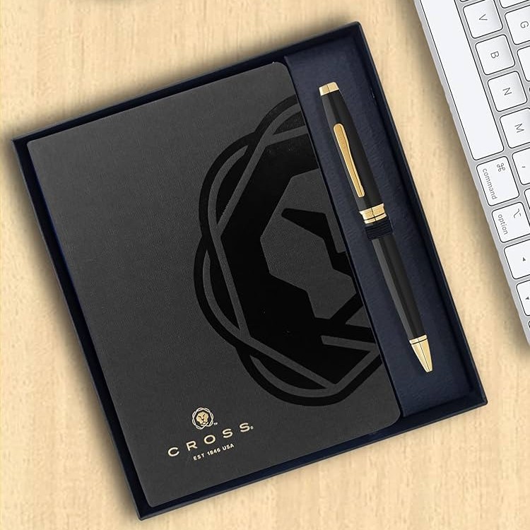 Cross Gift Set | Coventry Black Lacquer with Gold-Tone Ballpoint Pen With Black Notebook image 4
