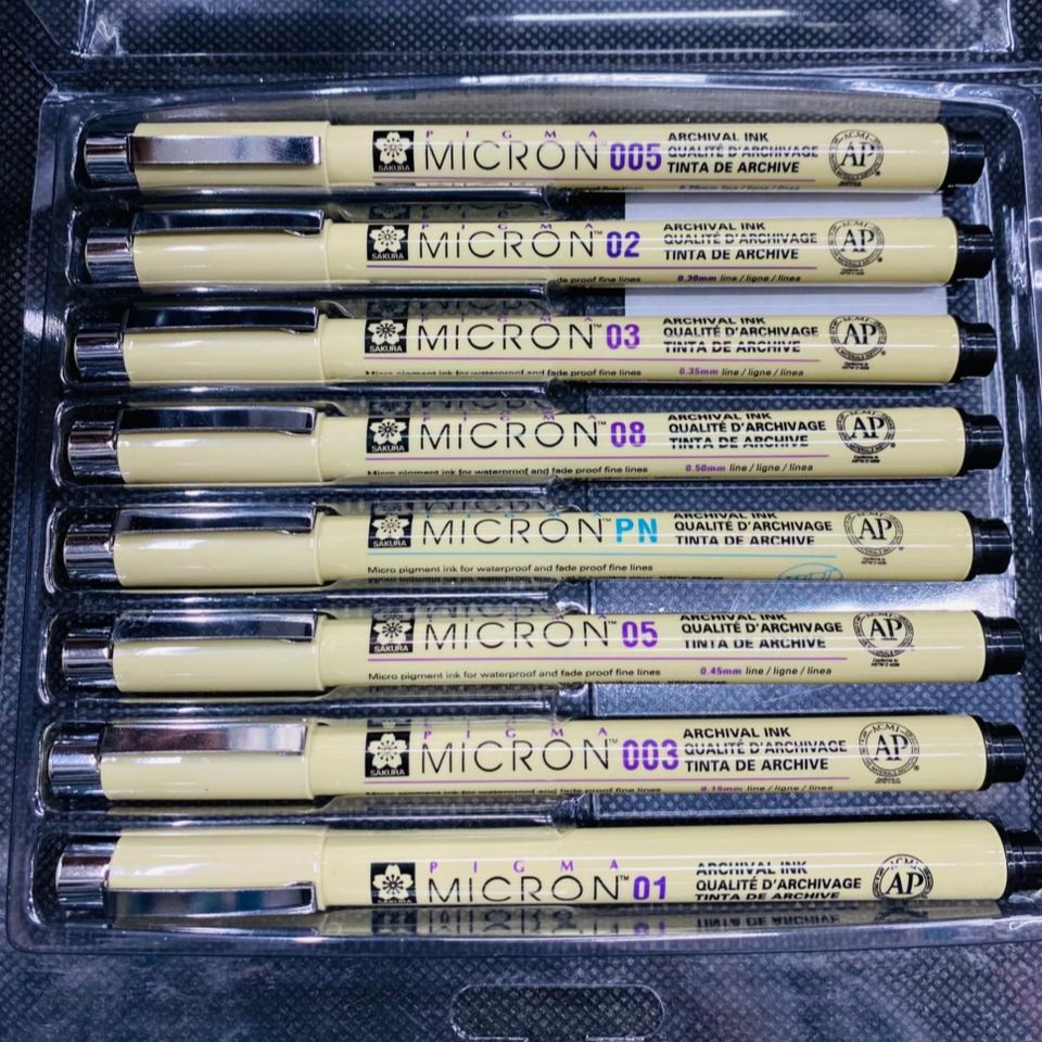Original SAKURA PIGMA MICRON BLACK SET OF 8 image 3