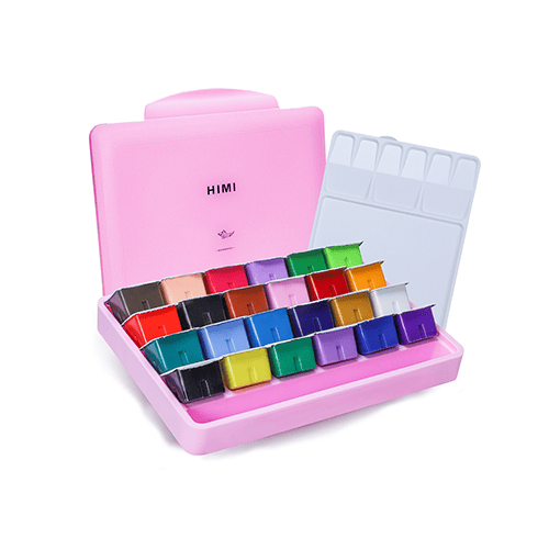 Himi Gouache Paint Set 30ml 24 colors Jelly Cup (Pink Box) image 1