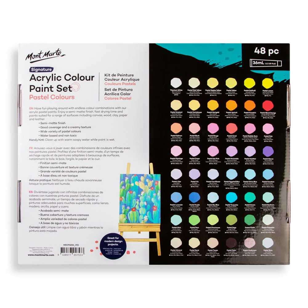 Mont Marte Acrylic Colour Pastel Paint Set 48pc x 36ml image 4