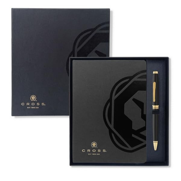 Cross Gift Set | Coventry Black Lacquer with Gold-Tone Ballpoint Pen With Black Notebook image 2