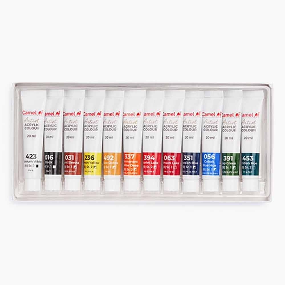 Camel Artist Acrylic Colour 20ml Tubes 12 Shades image 2