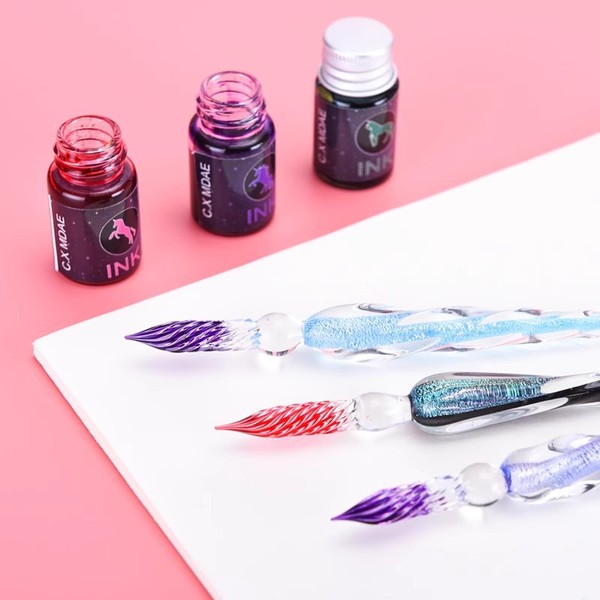 Glass Pen Dip Pen Set Student Crystal Pen Gift Box (Multi Design) image 6