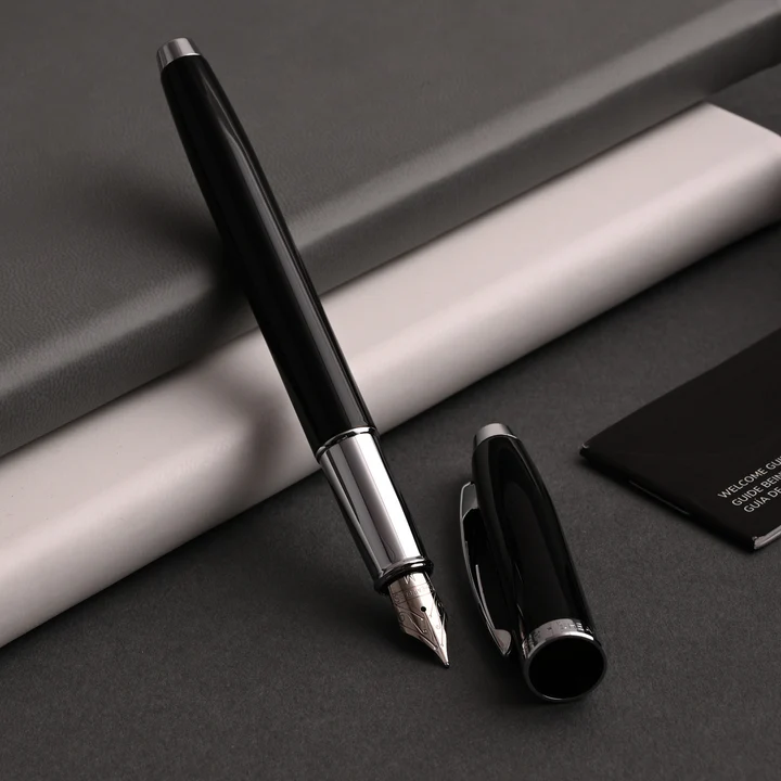 Sheaffer® 100 Fountain Pen, Glossy Black Lacquer, Chrome Trims image 1
