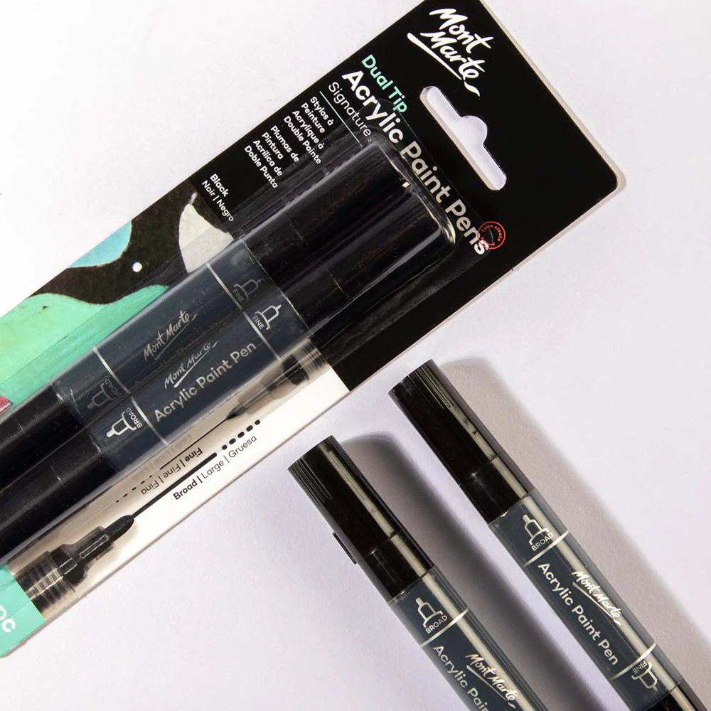 Mont Marte Dual Tip Acrylic Paint Pens Black 2pc image 6