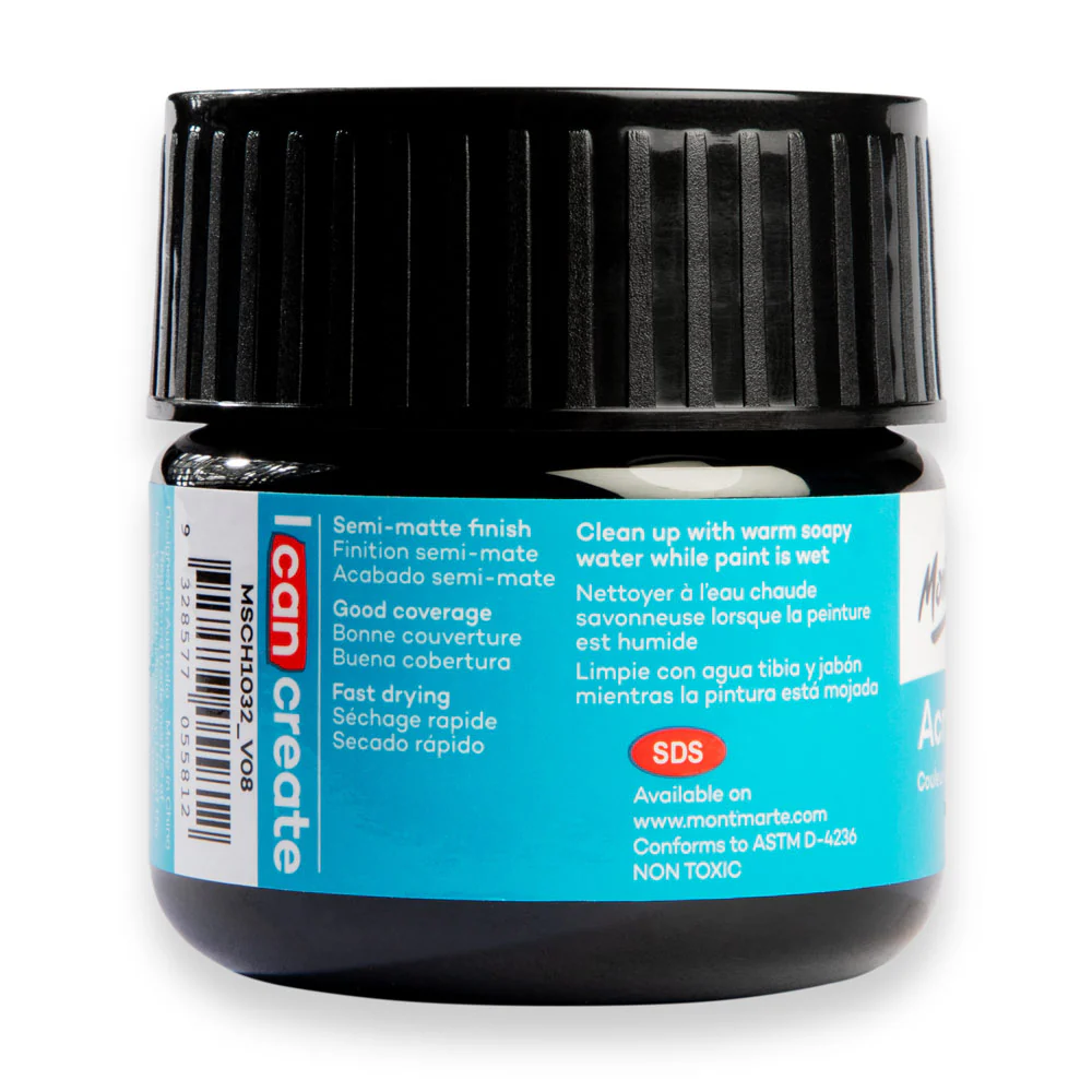 Mont Marte Acrylic Colour Paint 100ml Lamp black image 4