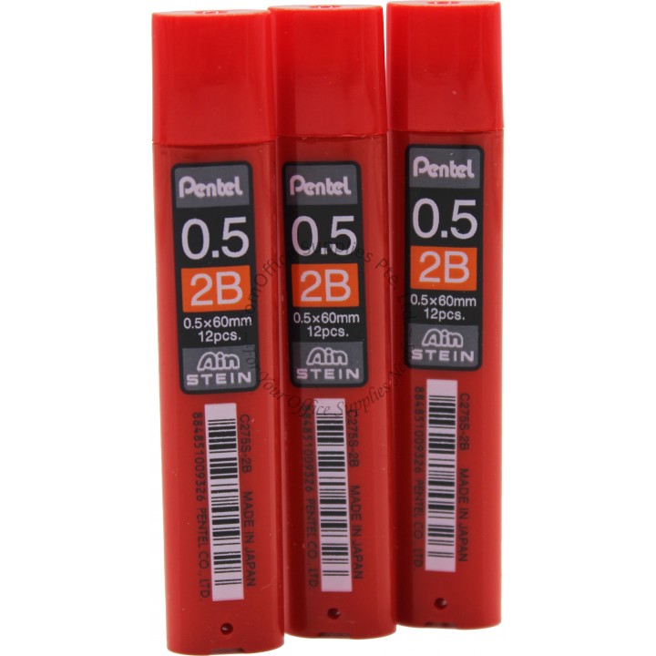 Pentel Ain Stein Pencil Lead (0.5mm) 2B 12 Pcs - C275S-2BX image 3