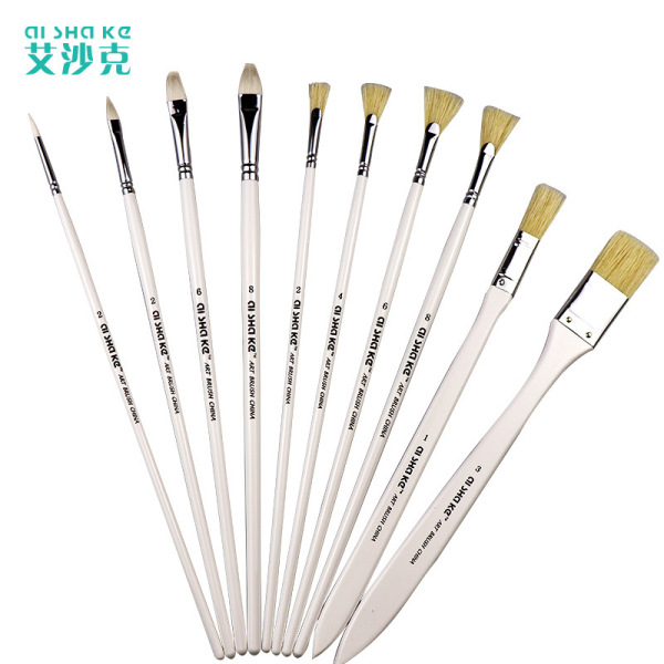 Ai Sha Ke Hog Hair Brush Set - 10 Pieces Oil and Acrylic Paint image 3