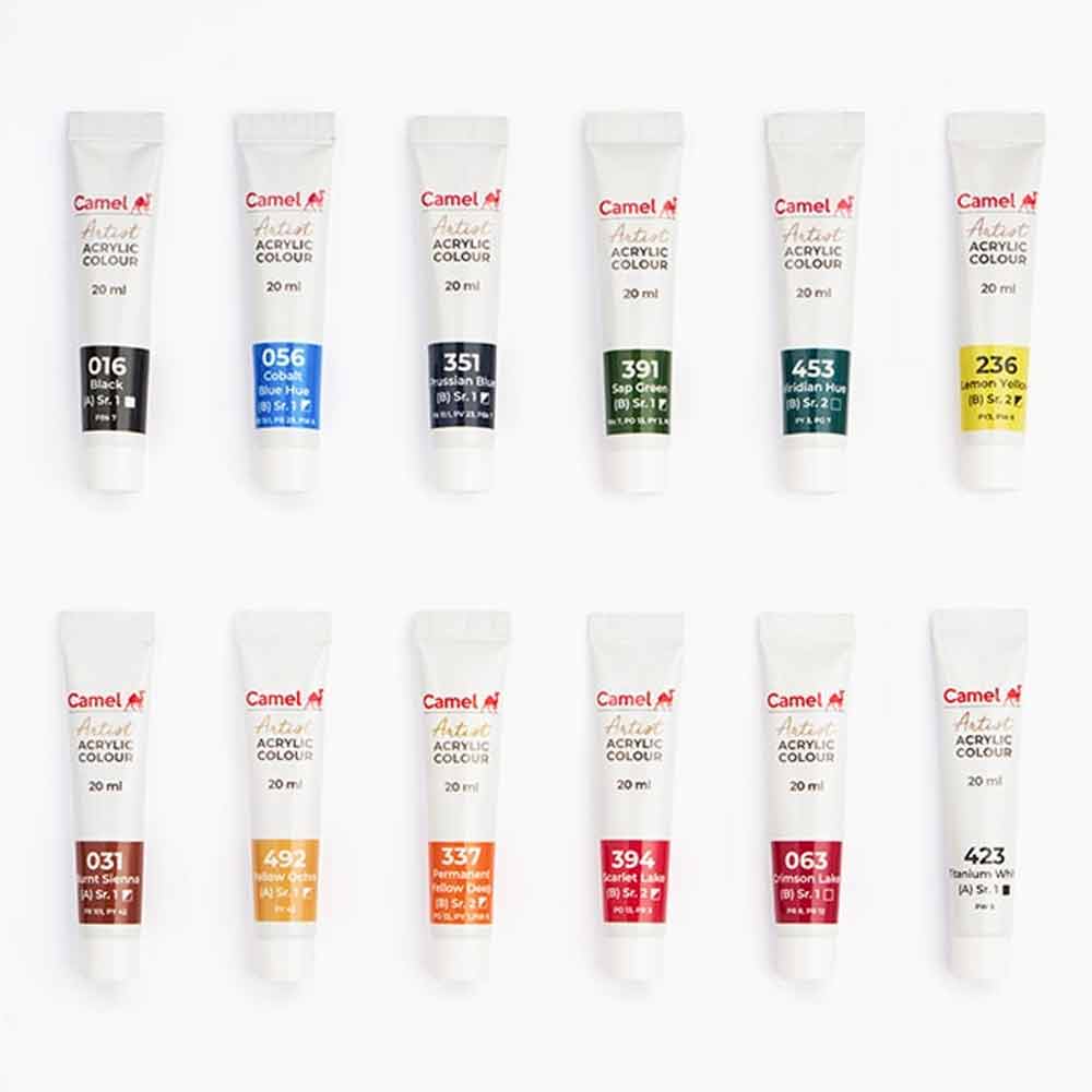 Camel Artist Acrylic Colour 20ml Tubes 12 Shades image 4