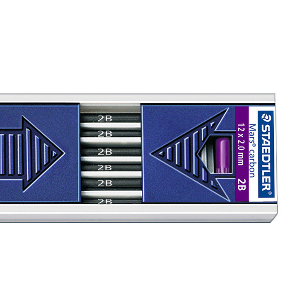 Staedtler Mars Carbon 2mm Drawing Leads 2B Degree Tray of 12 Leads image 2