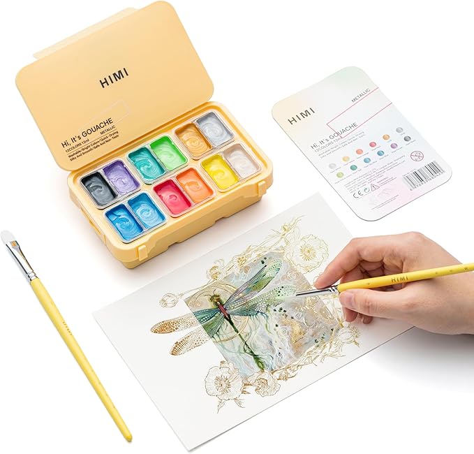 HIMI Metallic Jelly Cup Gouache Paint Set 12g 12 Colours image 2