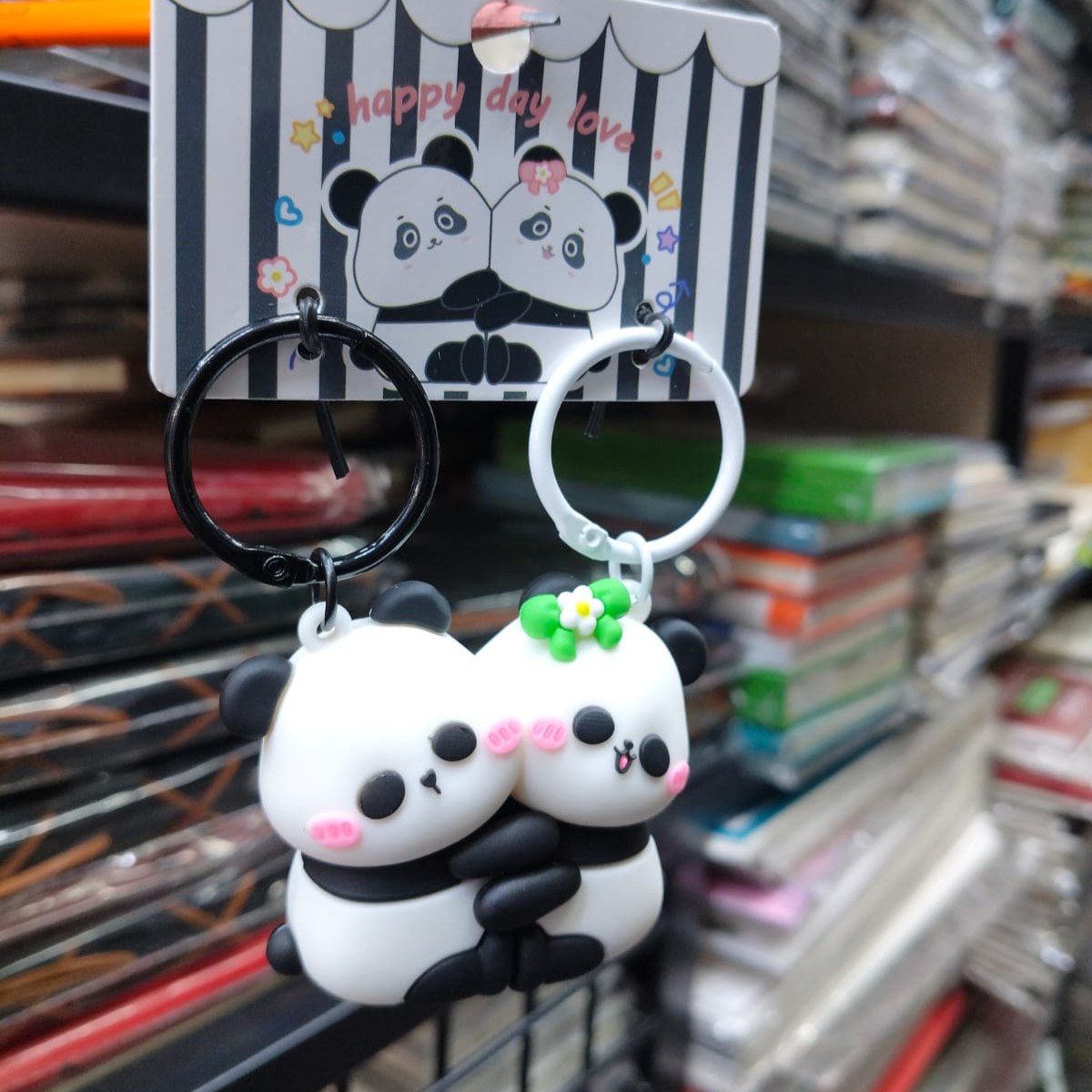 Cute panda couple keychain set image 3
