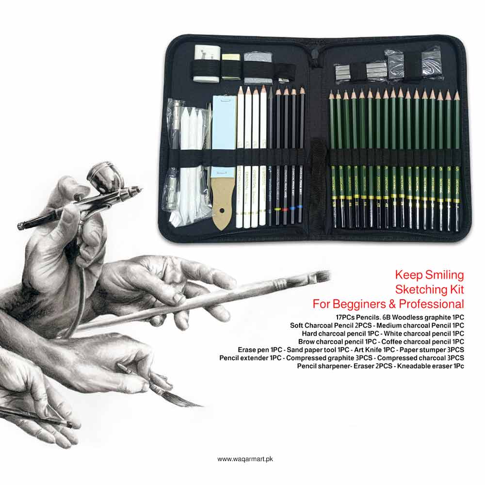Keep Smiling Sketching Kit Drawing Pencil Set of 42 pcs image 2