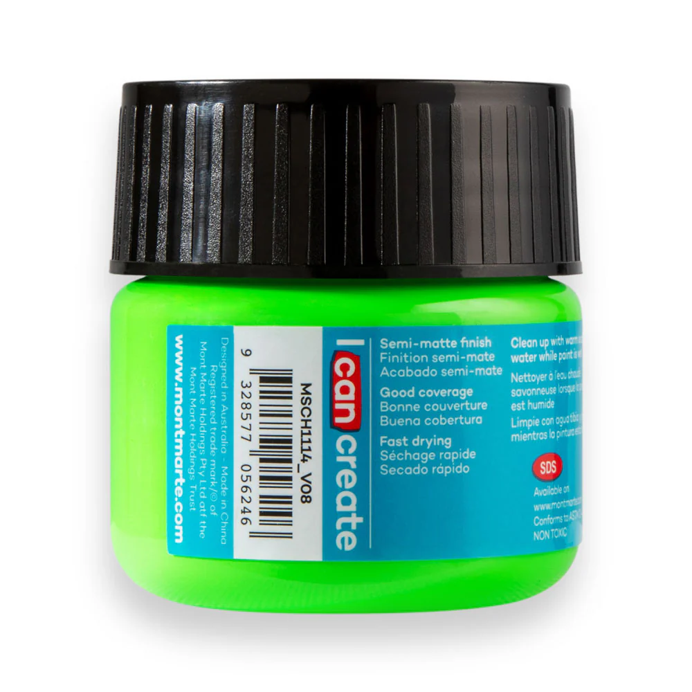 Mont Marte Acrylic Colour Paint 100ml Fluoro Green image 3