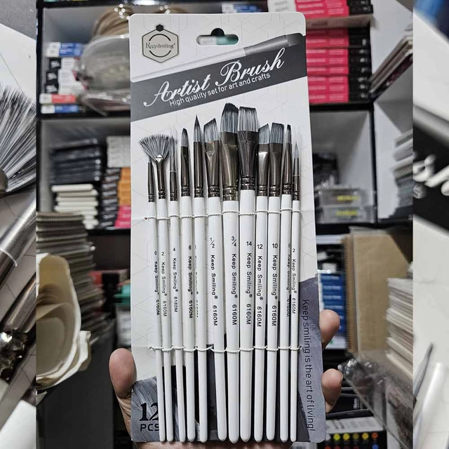 Keep Smiling Silver Body White Mix Brush Set 12pcs image 4