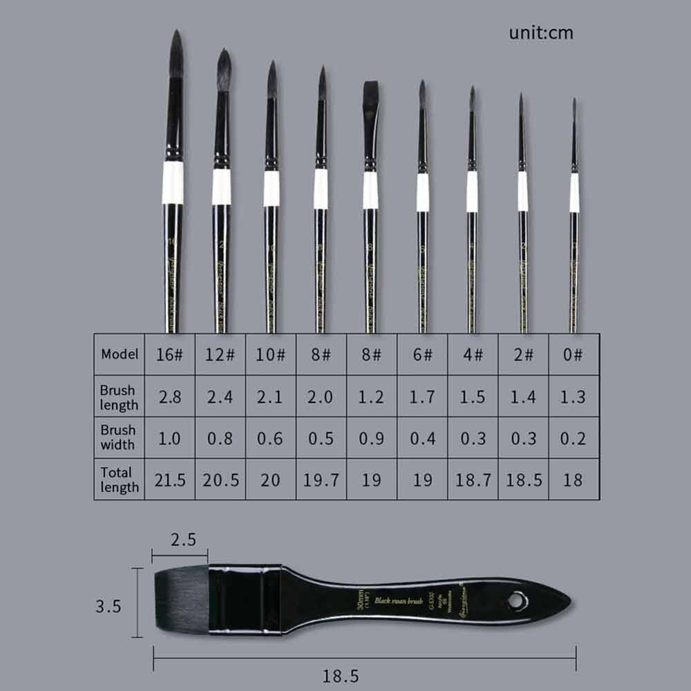 Giorgione Wooden Box Black Swan Watercolor Brushes Set 10Pcs G-S300 image 4