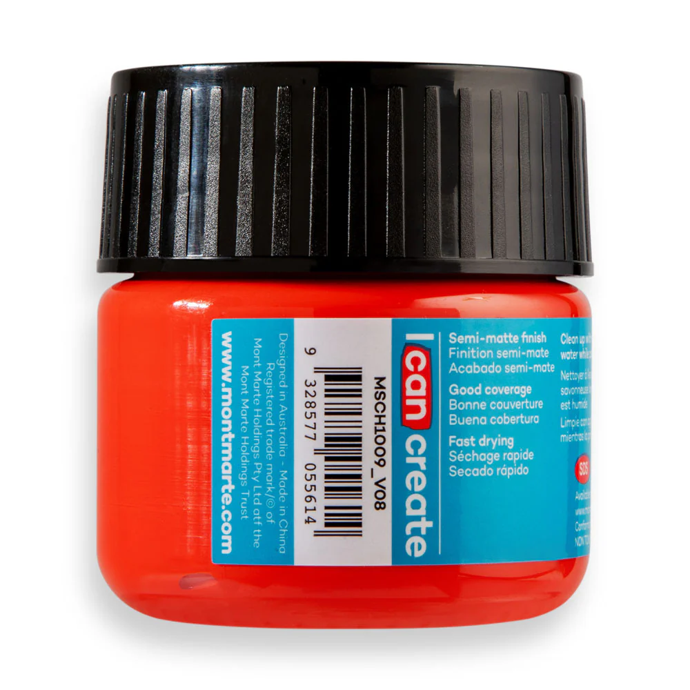 Mont Marte Acrylic Colour Paint 100ml vermilion image 3