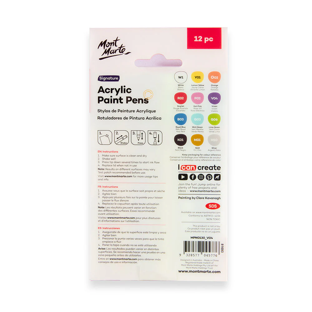Mont Marte Acrylic Paint Pens Broad Tip 12pc image 4