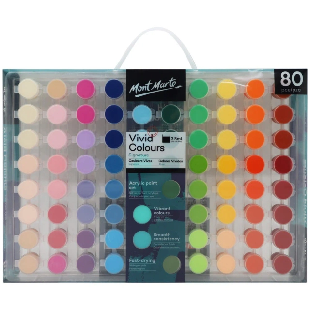 Mont Marte Vivid Colours Acrylic Paint Set 80pc x 3.5ml image 3