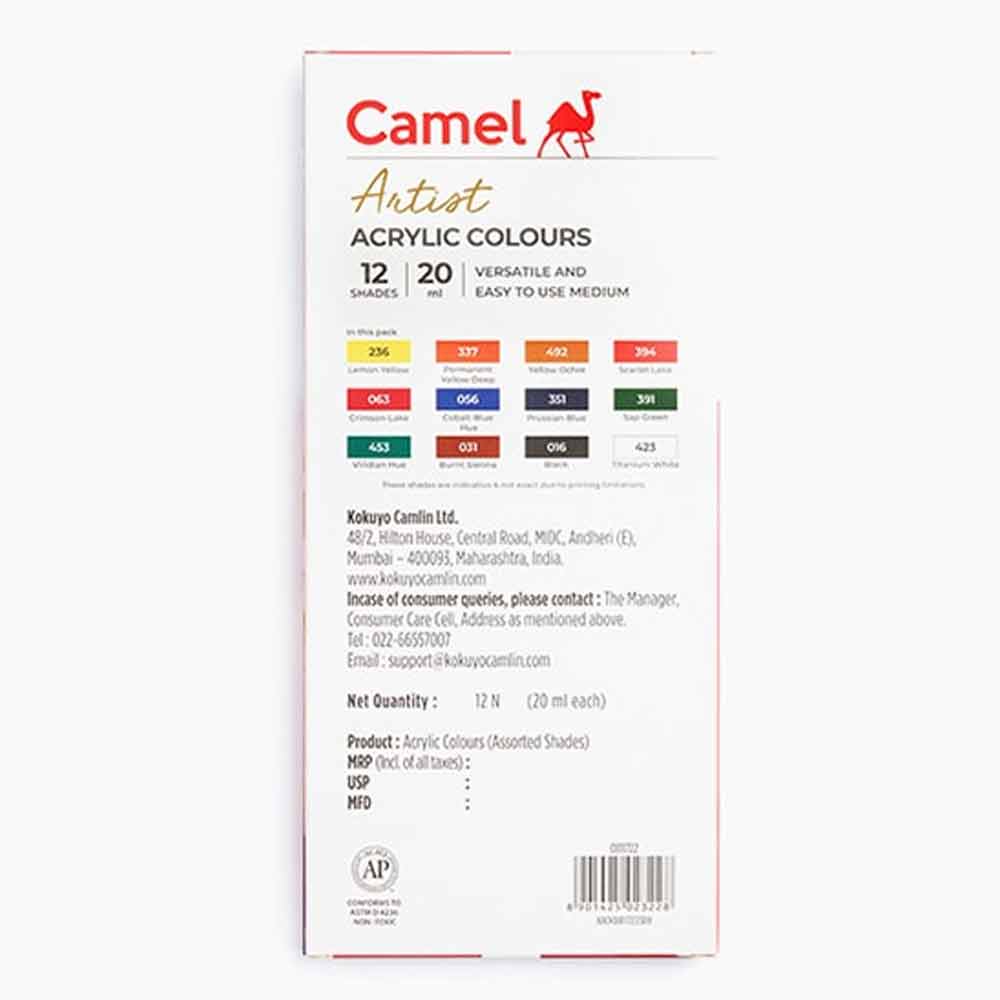Camel Artist Acrylic Colour 20ml Tubes 12 Shades image 3