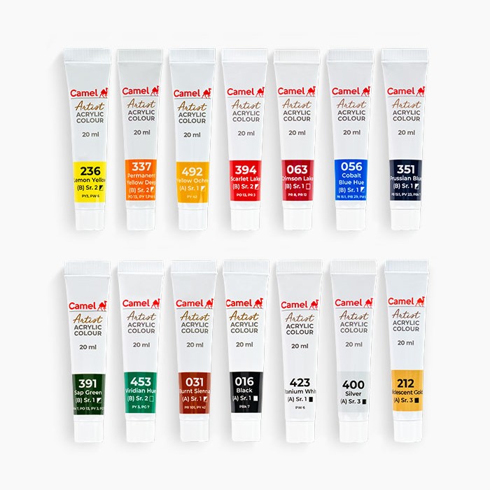 Camel Artist Acrylic Colour 20ml Tubes 14 Shades image 3