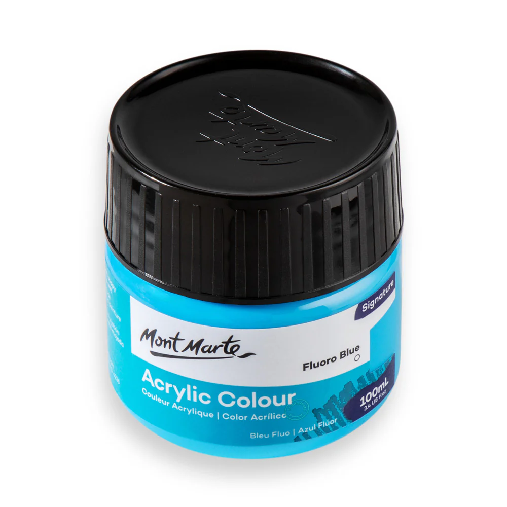 Mont Marte Acrylic Colour Paint 100ml Fluoro Blue image 2