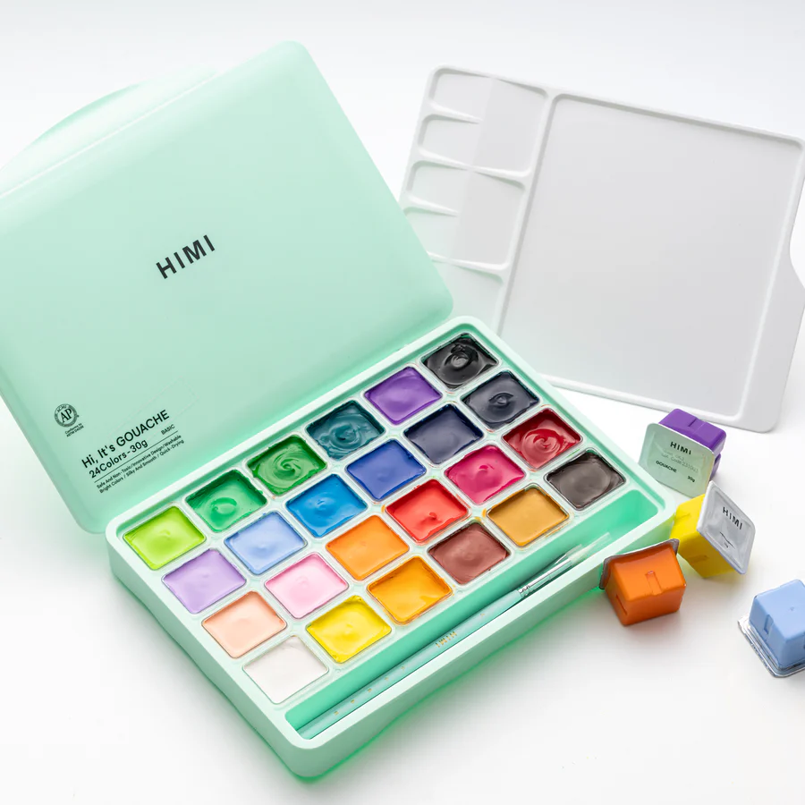 Himi Gouache Paint Set 30ml 24 colors Jelly Cup 1 Set (Multicolour Box) image 2