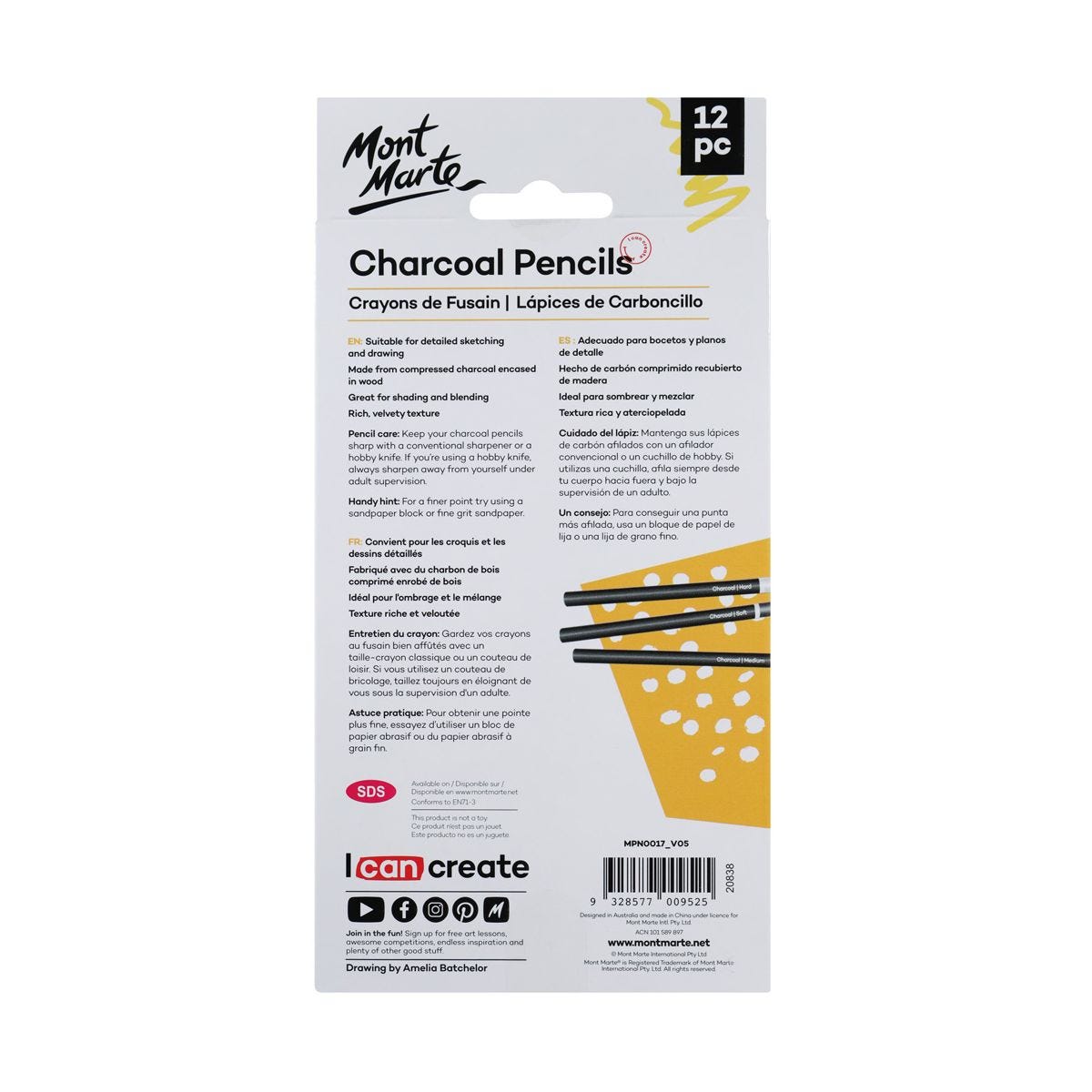 Mont Marte Charcoal Pencils  12pc image 4