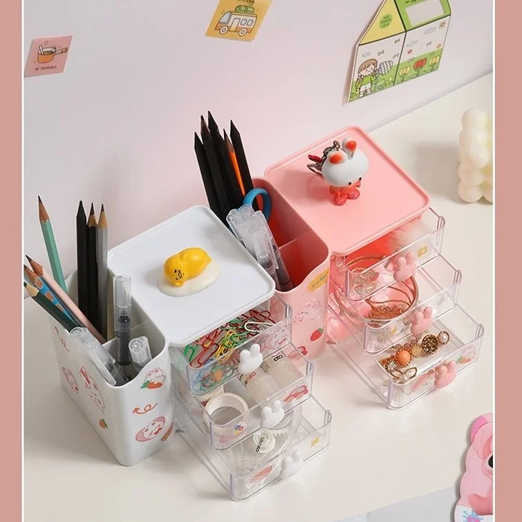 Storage Box Organizer Drawer Office Storage Rack Stationery Desk Pen Holder Bunny Drawer Organizer image 4