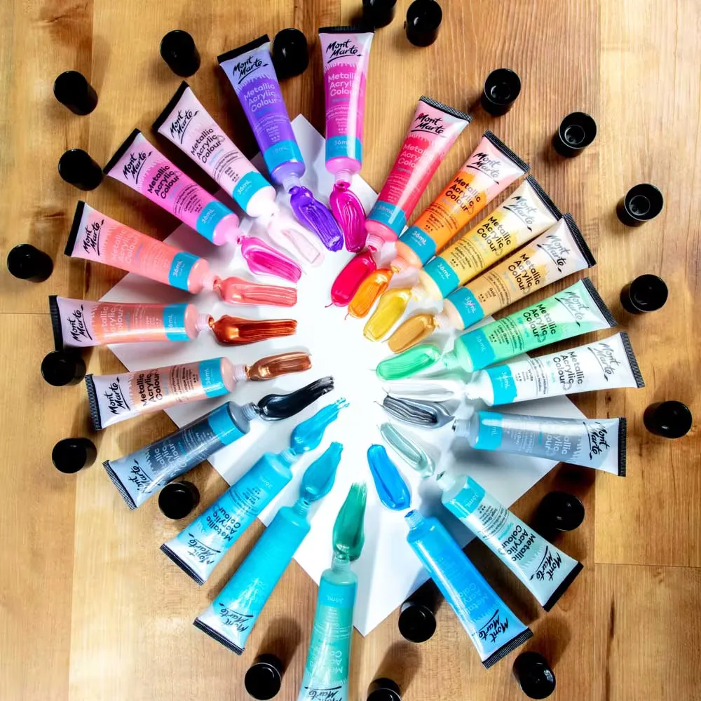 Mont Marte Metallic Acrylic Colour Paint Set 24pc x 36ml image 2